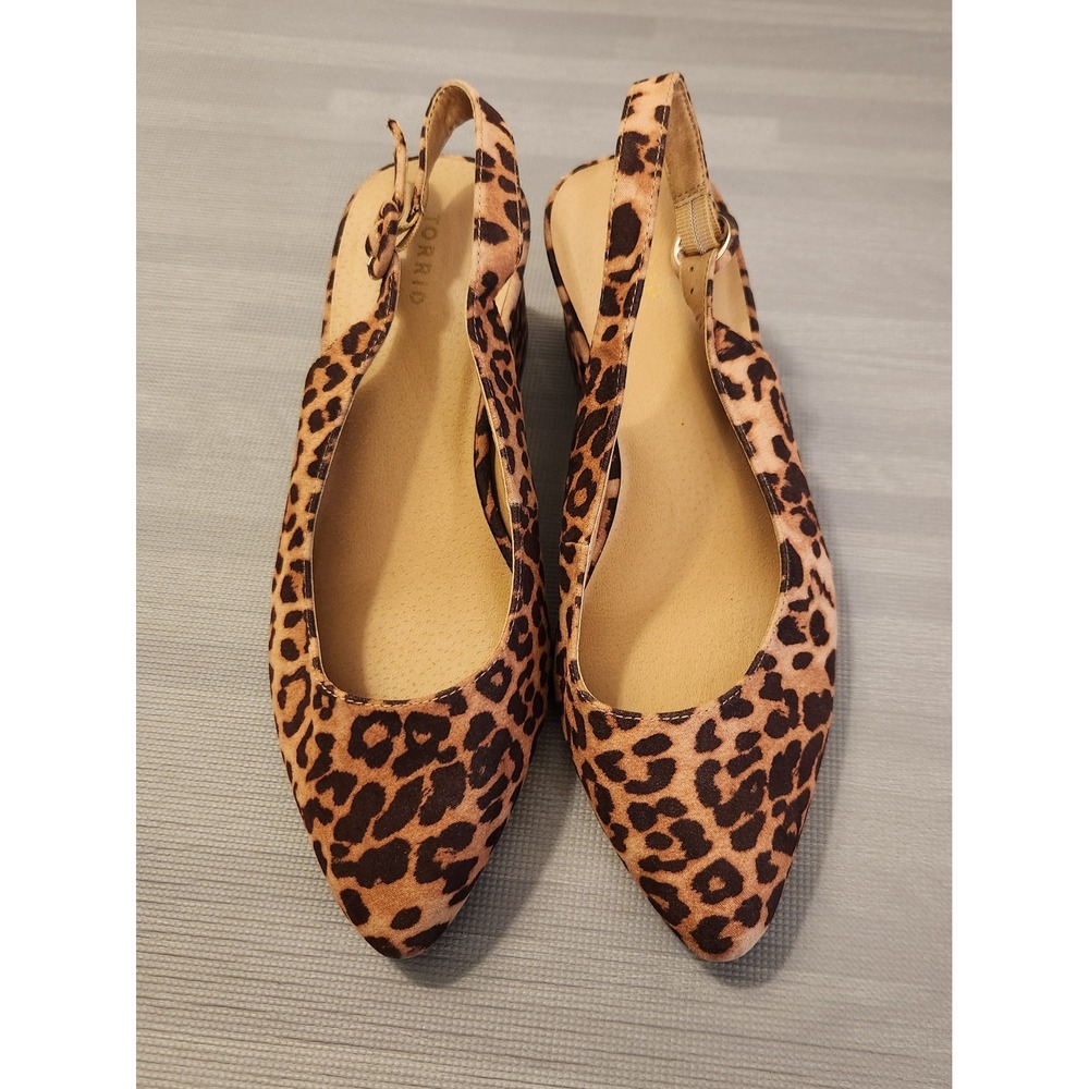 Torrid Leopard Print Pointed Toe Slingback‎ Block Heels Womens 10